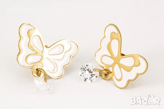 Обеци от стомана "ПЕПЕРУДА", снимка 3 - Обеци - 52334940