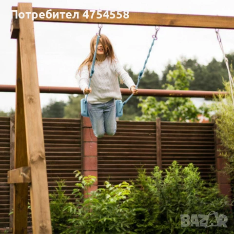 Детска градинска синя люлка – здрава, безопасна и регулируема до 75 кг, снимка 4 - Градински мебели, декорация  - 54200784
