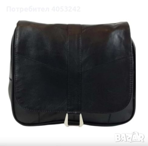 Черна стилна дамска чанта от естествена кожа с капак - Elis, снимка 3 - Чанти - 45009739