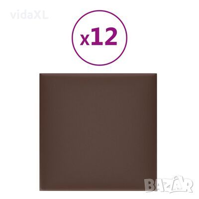 vidaXL Стенни панели 12 бр кафяви 30x30 см изкуствена кожа 1,08 м²(SKU:343805, снимка 1 - Спални и легла - 46218104