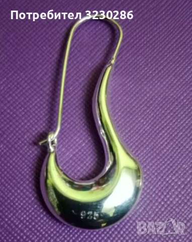 НОВИ Големи Сребърни обеци 925-5 СМ., снимка 4 - Обеци - 51155587