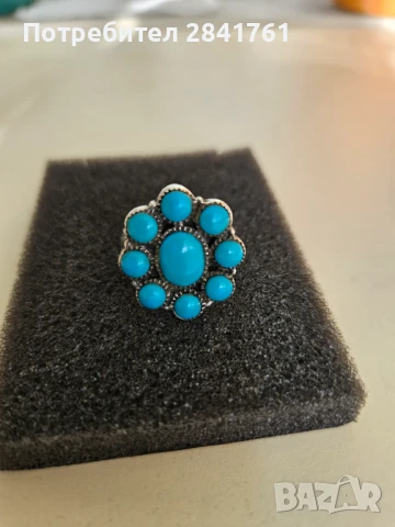 Сребърен пръстен с тюркоаз, снимка 8 - Пръстени - 47165627
