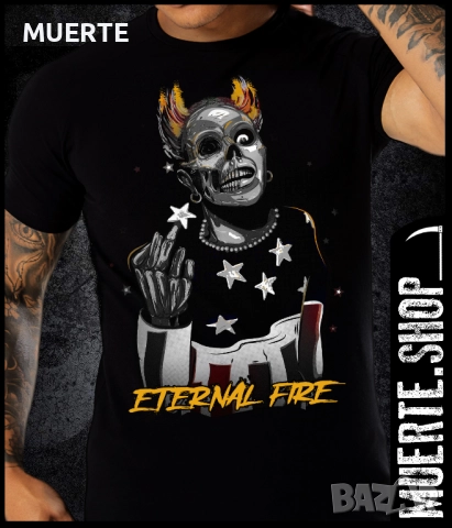 Черна тениска с щампа KEITH FLINT ETERNAL FIRE