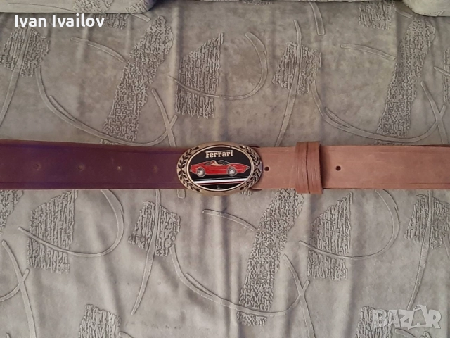 Уникален Ест. кожа мъжки колан Ferrari, снимка 2 - Колани - 51510909