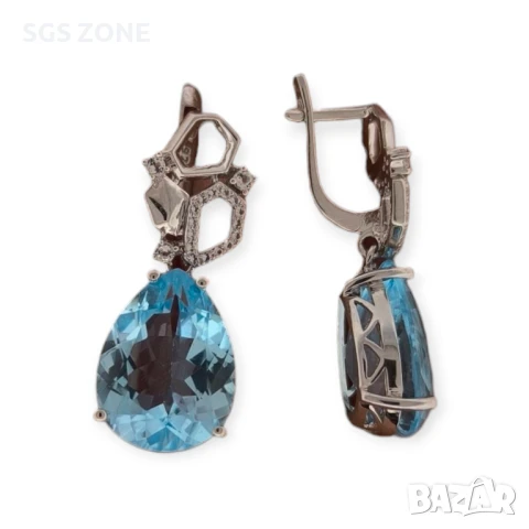 сребърни обеци от Тайланд с естествен топаз, снимка 3 - Обеци - 51192062