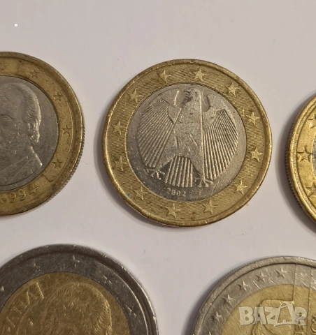 Лот от 5 бр евро монети 1€ и 2€ Испания, Германия, Франция, Нидерландия, снимка 4 - Нумизматика и бонистика - 53698244