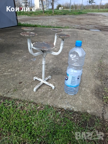 кован свещник 5тица, снимка 4 - Антикварни и старинни предмети - 54060044