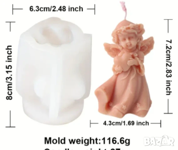 Молд ангел със сърце и с подарък , снимка 6 - Форми - 50554223