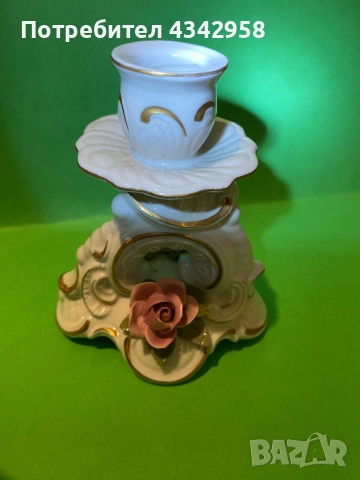 Dresden style.1935-1955г. Порцеланов свещник., снимка 4 - Антикварни и старинни предмети - 52468106
