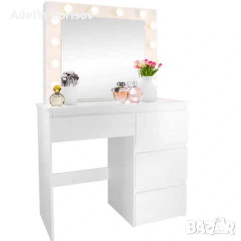 Тоалетка с голямо Led огледало - перфектна за всеки интериор, снимка 6 - Тоалетки - 53873286