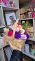 Букет от декоративни сапунени розив кошница, снимка 3