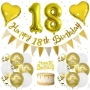 Нов Комплект декорация за 18 рожден ден банер балони златна украса парти, снимка 7