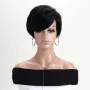 Къса черна синтетична перука, снимка 2