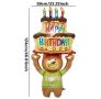 Голям фолиев балон Мече с торта Happy birthday, снимка 2