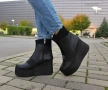 Боти на платформа - черна кожа, снимка 3