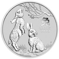 2 тройунции Сребърна Монета Австралийски Лунар Заек 2023, снимка 1 - Нумизматика и бонистика - 45506910