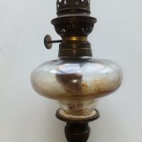 Стара газена лампа с голяма бронзова стойка за стена, снимка 5 - Антикварни и старинни предмети - 45885922