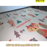 Сгъваемо детско килимче за игра, топлоизолиращо 180x200x1cm - модел Лисица и Тигър - КОД 4136, снимка 7 - Други - 45509422