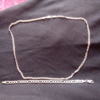 Сребърно синджирче и мъжка гривна, снимка 1 - Колиета, медальони, синджири - 45236171