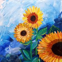 Картина "Слънчогледово щастие" - Sunflowers painting, снимка 1 - Картини - 45129592
