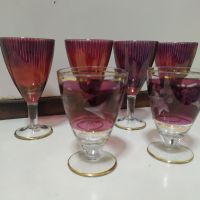 Стари соц чаши за ракия от цветно стъкло,  тънкостенни , снимка 8 - Чаши - 45405362