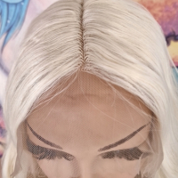 👑 💗Дизайнерска Дълга Лейс Фронт Перука в Бяло Рус Цвят с Естествено Изграден Скалп КОД 1360, снимка 4 - Аксесоари за коса - 44937025
