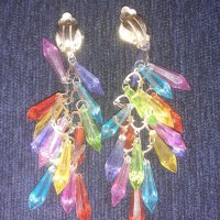 Обeци с разноцветни кристали с щипка, снимка 2 - Обеци - 45688209