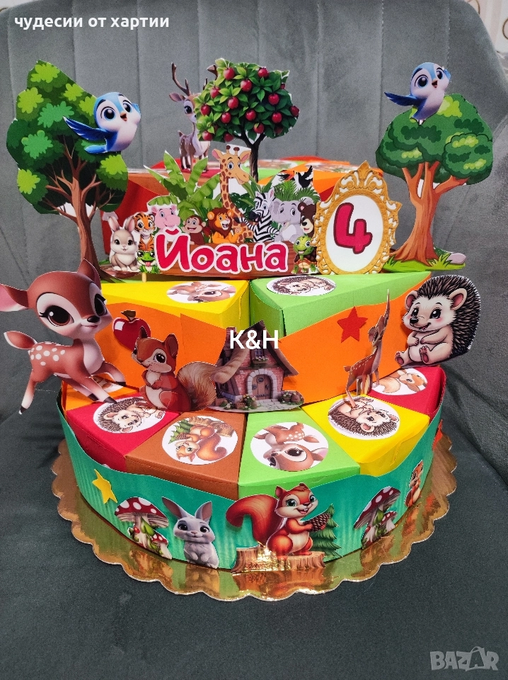 Картонена торта Горски животни , снимка 1