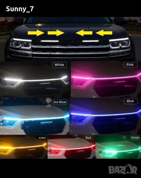 Динамична/Бягаща лед диодна лента за автомобил, снимка 1