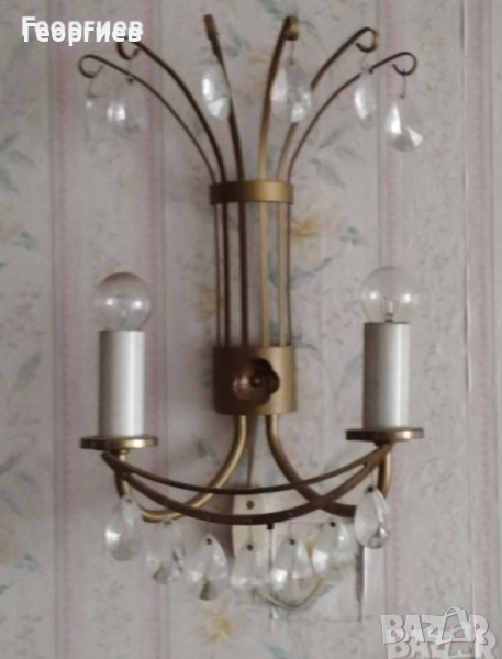 Полилей за стена.Стара газена лампа.Нощни лампи., снимка 1