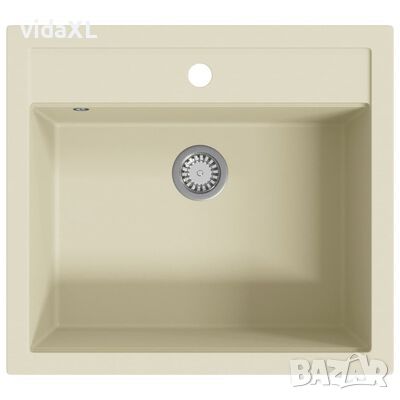 vidaXL Гранитна кухненска мивка с едно корито, бежова(SKU:144856, снимка 1