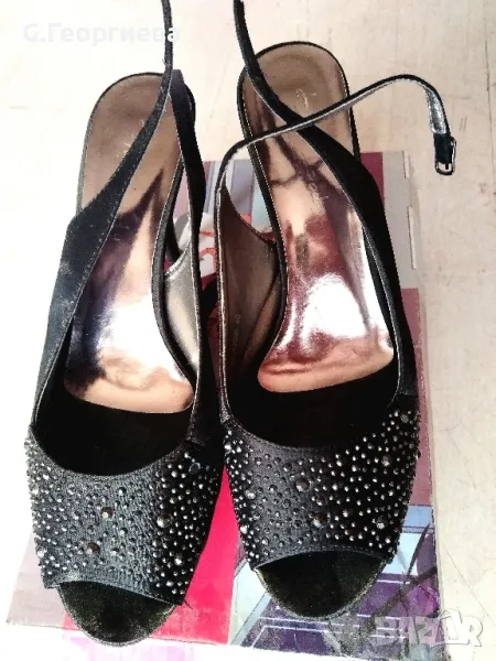 САТЕНЕНИ обувки на ток+ БОНУС, снимка 1