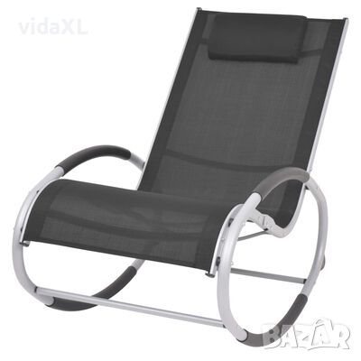 vidaXL Градински люлеещ се стол, черен, textilene(SKU:47781, снимка 1