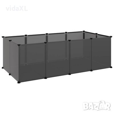 vidaXL Клетка за малки животни, черна, 144x74x46,5 см, PP и стомана(SKU:340571, снимка 1