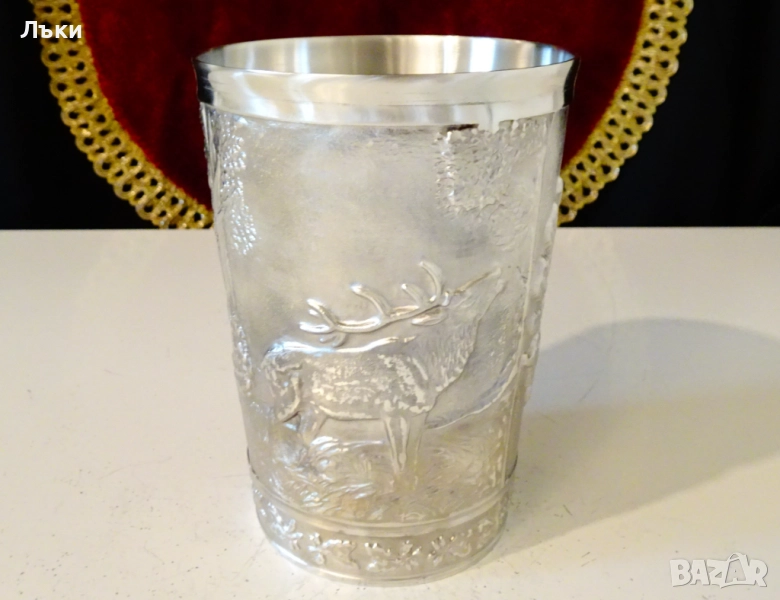 Калаена чаша,халба,Елен,Куче,ловни картини,350 мл. , снимка 1