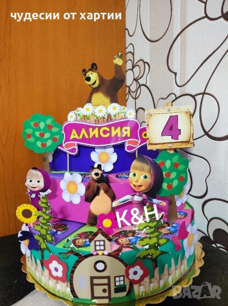 Картонена торта Маша и мечока , снимка 1