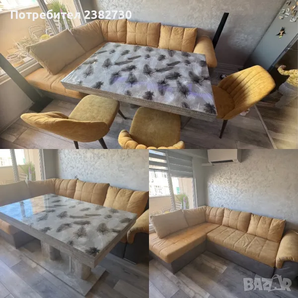 Комплект за всекидневна диван маса и 6 стола, снимка 1