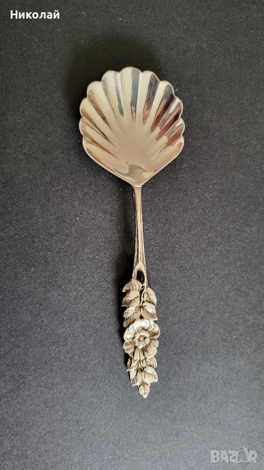 Много красива сребърна лъжичка, лъжица , снимка 1