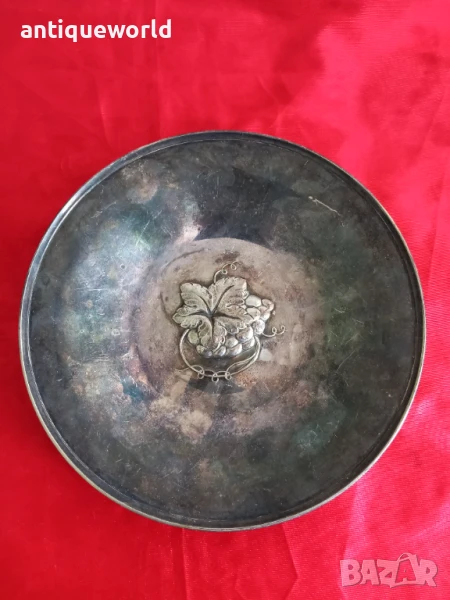 Стара Дебело ПОСРЕБРЕНА Чиния , Маркирана!, снимка 1