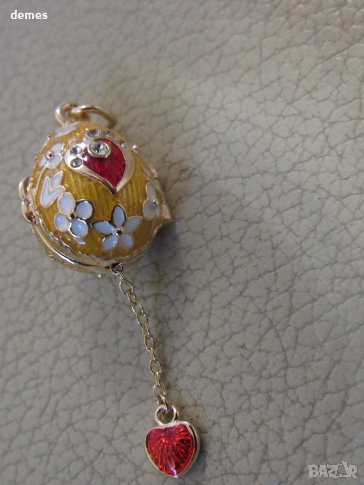 Фино дамско колие с висулка- Яйце Фаберже, ново, снимка 1
