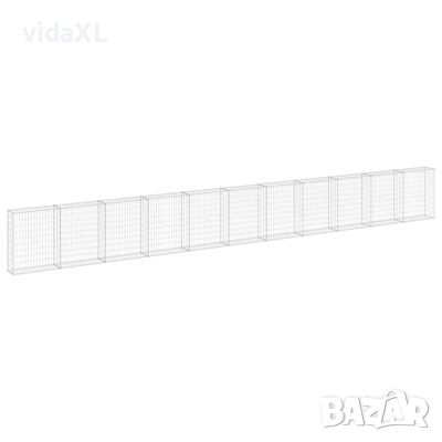 vidaXL Габионна стена с капаци, поцинкована стомана, 900x30x100 см（SKU:147817, снимка 1