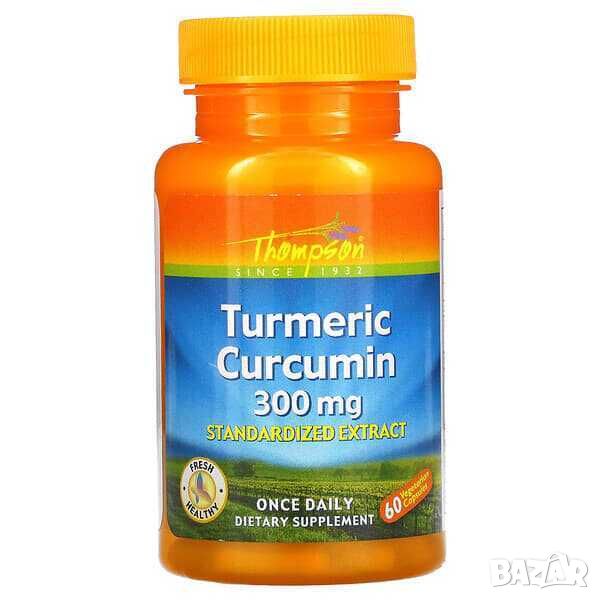 Thompson Куркума, Куркумин, Стандартизиран екстракт, 300 mg, 60 капсули, снимка 1