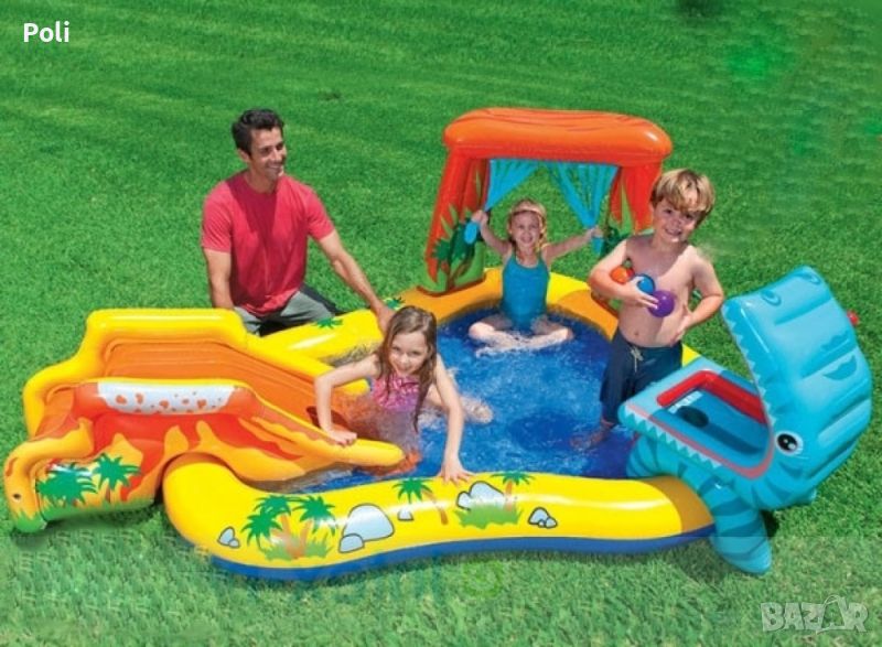 Пръскащ надуваем басейн с пързалка за безкрайно удоволствие в горещите летни дни 2,49 x 1,91 x 1,09, снимка 1