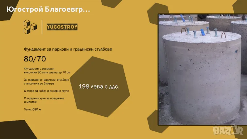 Фундамент за паркови и градински стълбове, снимка 1