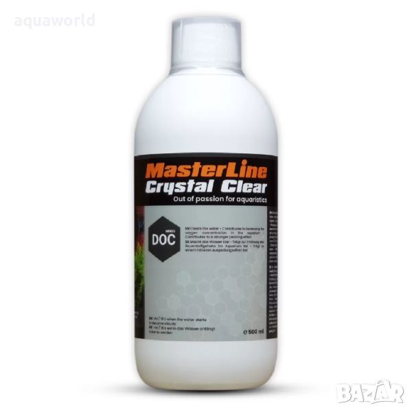 "Безплатна доставка " MasterLine Crystal Clear Избистря водата в аквариума, 500 мл, снимка 1