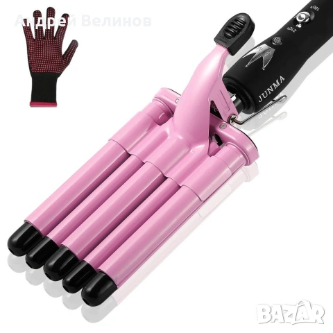 Тройна ретро преса за къдрене на косата. Цвета е според наличноста на слада. Розова или златиста, снимка 2 - Преси за коса - 53200918