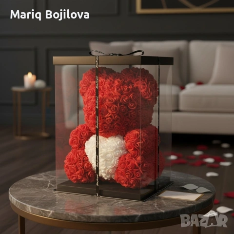 Мече от рози, 25см с подаръчна кутия в 3 цвята, снимка 9 - Декорация за дома - 53048250