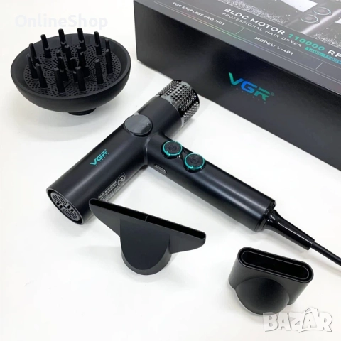 Професионален сешоар VGR с BLDC мотор 110 000 RPM – Йонна технология и дифузер, снимка 6 - Други - 52816266