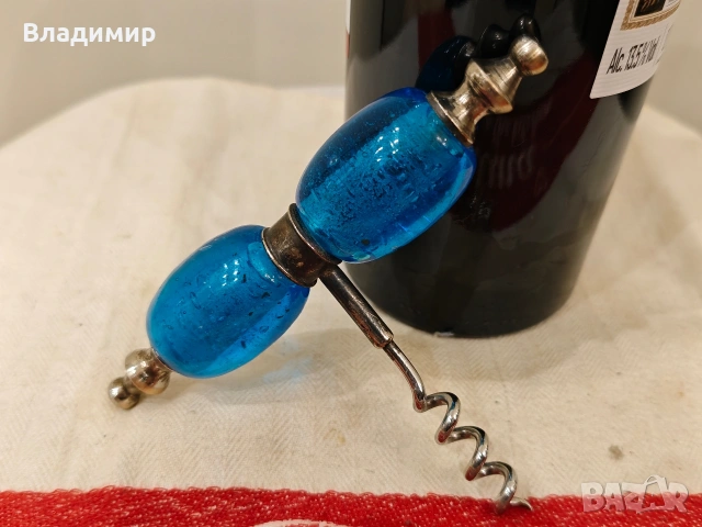 Уникален винтидж тирбушон – Муранско стъкло и класически стил, снимка 5 - Аксесоари за кухня - 54010098