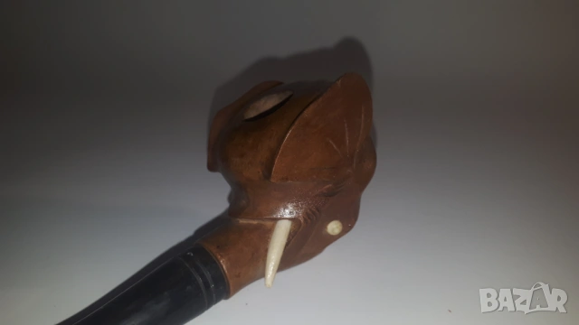Дървена лула с формата на слон, снимка 4 - Антикварни и старинни предмети - 53358517